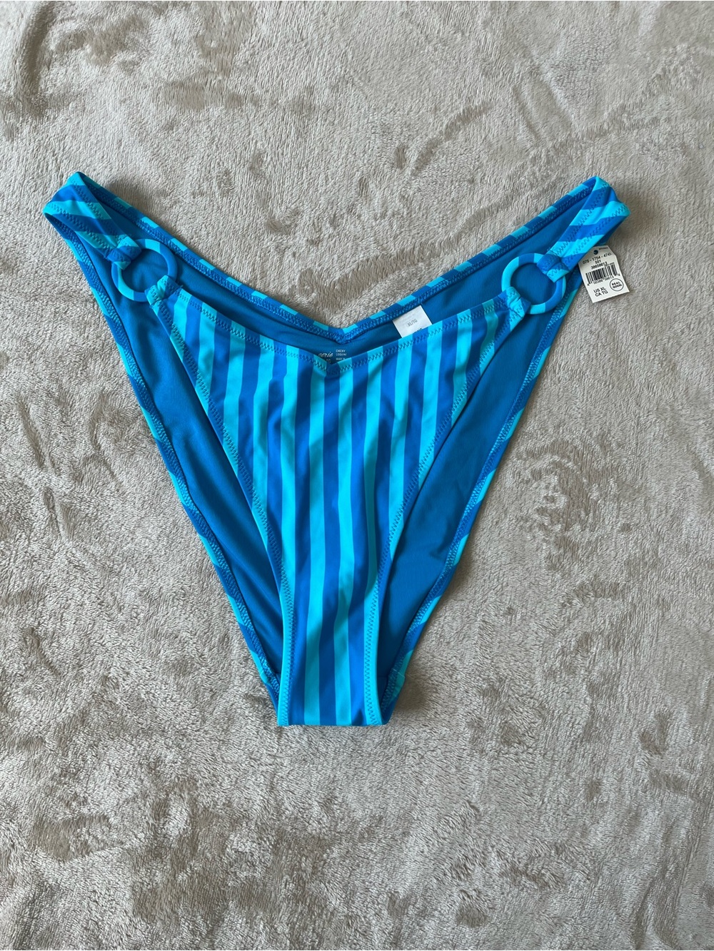Aerie Women’s Blue Cheeky Bikini Bottoms XL NWT Stripes Rings